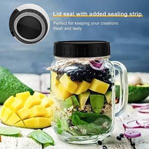 8 Pcs Plastic Mason Jar Lids with Leak-proof Silicone Ring,86mm Reusable Wide Mouth Canning Jar Lids,Plastic Storage Caps for Canning Jars (Black)