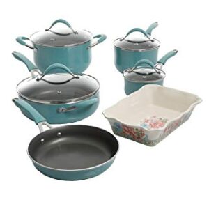 The Pioneer Woman Vintage Speckle 10 Piece Non-Stick Pre-Seasoned Cookware Set