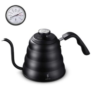 soulhand pour over kettle with thermometer | stovetop gooseneck kettle coffee pot | update 3-layer stainless steel bottom anti-rust design pour over coffee kettle for electric, induction | 40oz/1.2l