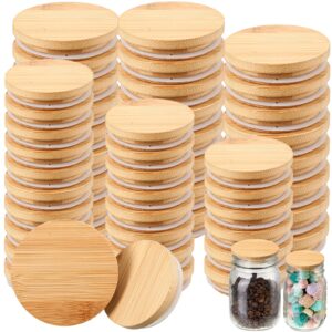 40 pieces bamboo mason jar lids storage canning jar lids 20 pcs regular mouth 20 pcs wide mouth wooden mason jar lids reusable bamboo lids for mason jars for home kitchen, 2 sizes