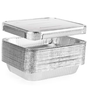 aluminum pans trays with aluminum lids 10 pack 3 liter - 9"x13" inch half size disposable baking containers - recyclable pans for storing serving & reheating - freezer air fryer and oven safe
