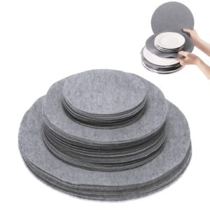 96 pack felt plate dividers protectors, thick felt round plate separators pads china dish storage protectors pads with 3 sizes for packing stacking porcelain cookware, grey