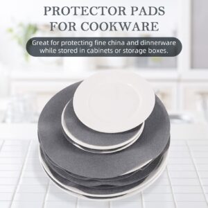 96 Pack Felt Plate Dividers Protectors, Thick Felt Round Plate Separators Pads China Dish Storage Protectors Pads with 3 Sizes for Packing Stacking Porcelain Cookware, Grey