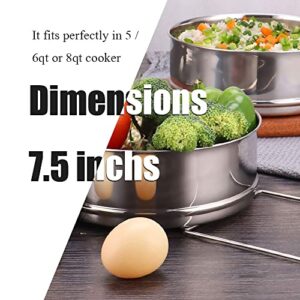 Stackable Steamer Insert Pans- Instant Pot Accessories 6 Qt-2 Silicone handle & Interchangeable Lids–Pressure Cooker Accessories- Pot in Pot for Baking,Lasagna,food steamer,Reheat Multiple Dishes