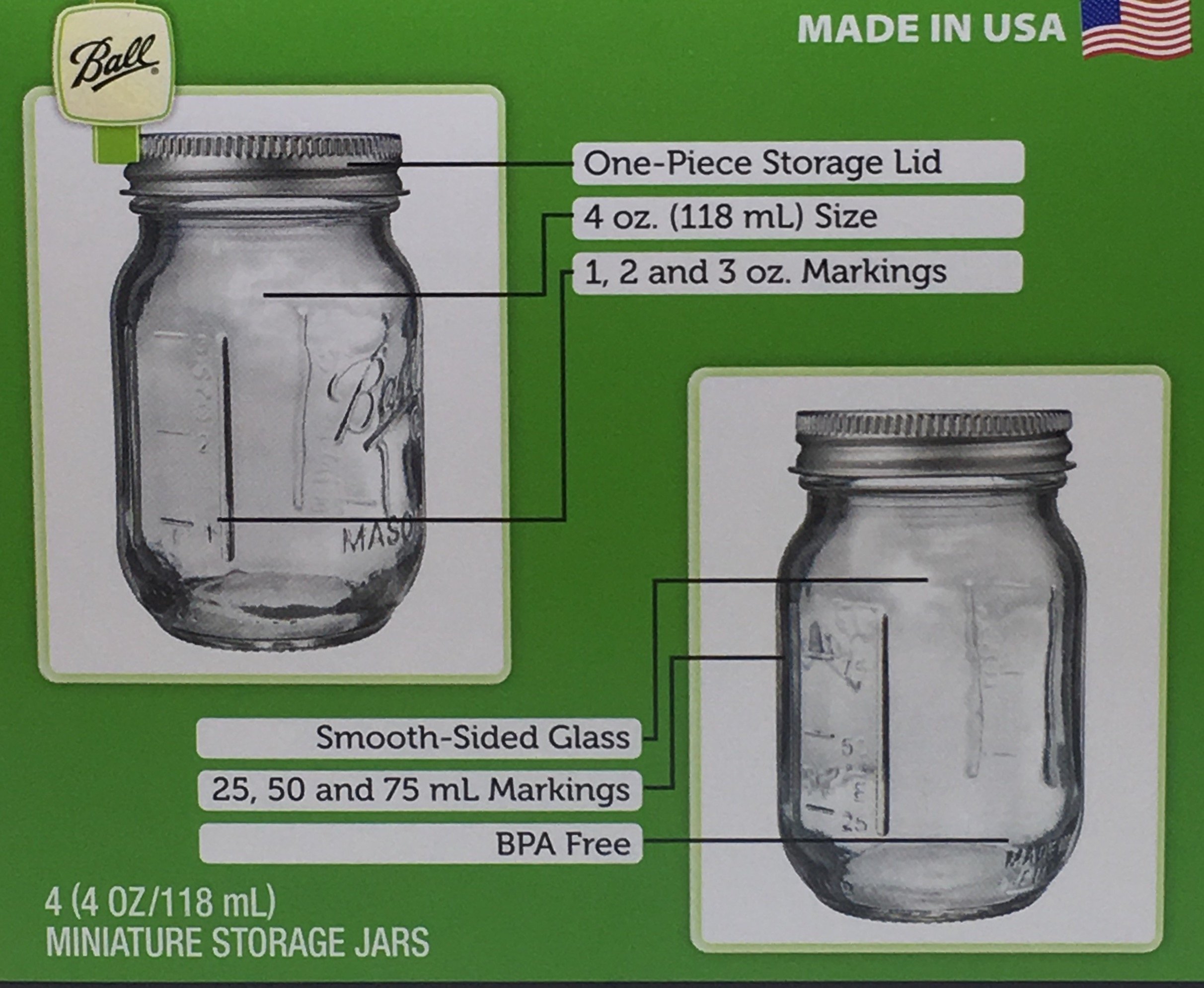 Ball Mini 4 Oz Miniature Storage, 24 Jars, Clear