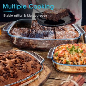 2 QT+2.7 QT+3.3 QT Large Glass Baking Dish Set, Easy Grab Oven Safe Glass Pan for Cooking