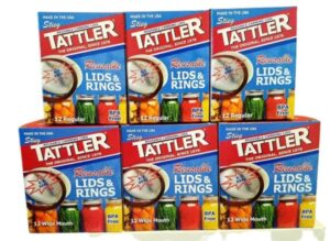 authentic tattler e-z seal reusable canning lids combo pack 3 dozen regular + 3 dozen wide lids & rings boxed - made in the usa!