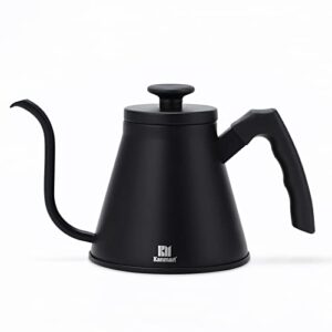 kanmart pour over coffee kettle barista's choice works on stove and any heat source stove top pour over kettle gooseneck teapot with precision pour spout(1.2l, 40oz) (black)