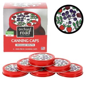 Mason Jar Lids - Decorative Canning Caps Fit Regular Mouth Mason Jars - Fruit Design - Pack of 6