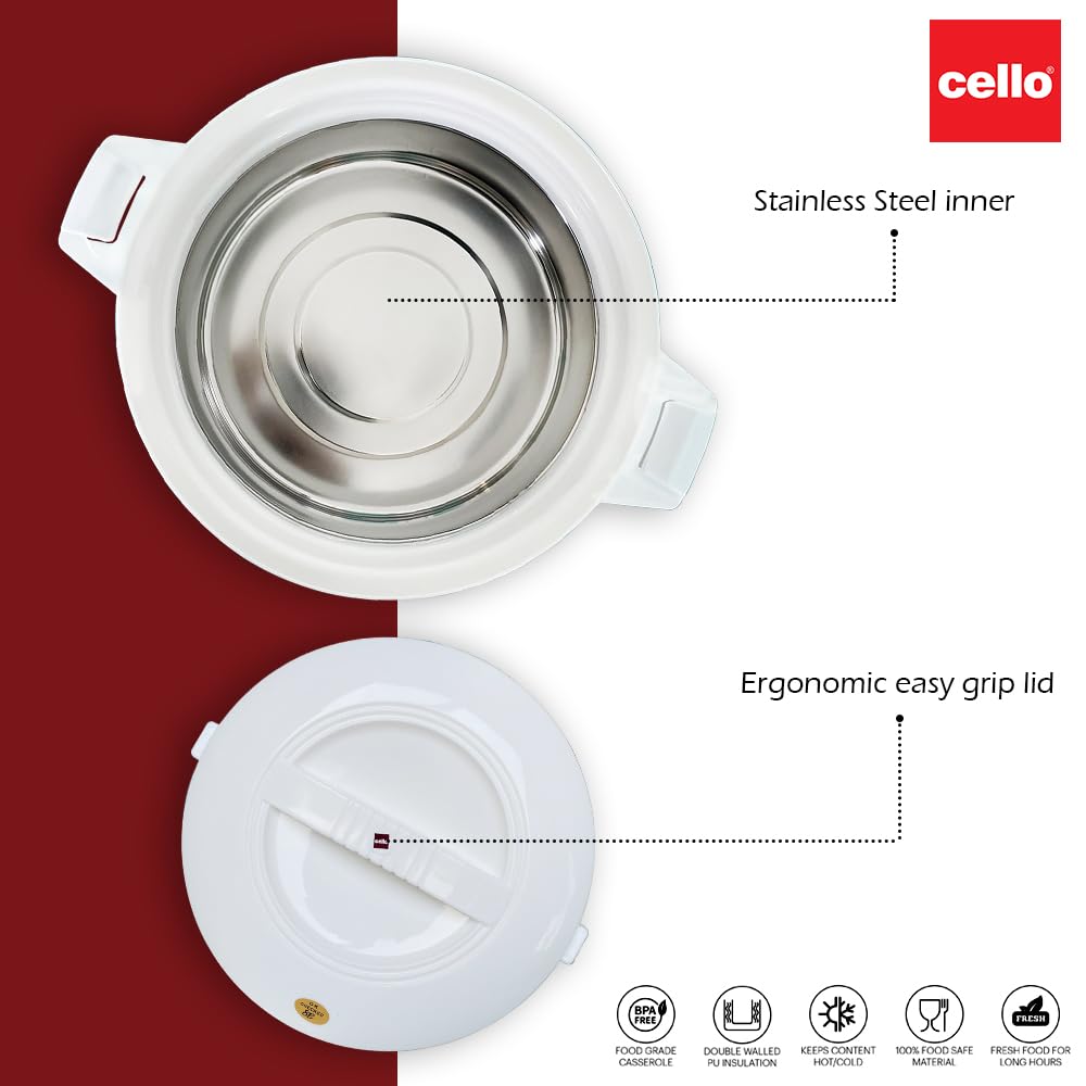 Cello CE-1.5L Chef Deluxe Hot-Pot Insulated 1.5 Litre Casserole Warmer/Cooler with hard thick base, 1500ml