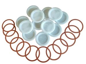authentic tattler e-z seal reusable canning lids 50 bulk wide mouth lids & 50 wide mouth rubber rings white - made in the usa!