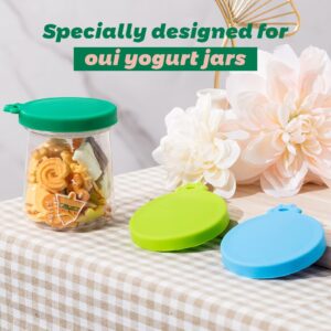 Irenare Yogurt Jar Lids Silicone Container Lids Sealed Against Leaks Reusable Replacement Jar Lids Compatible with Oui Yogurt Jar, 9 Colors (27)