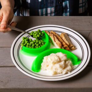 Food Cubby Plate Divider 2 PACK Green - Food Separator - Food Safe Silicone