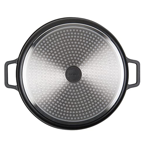 MasterPan Non-Stick Stovetop Oven Grill Pan with Heat-in Steam-Out Lid, nonstick cookware, 12", Black,