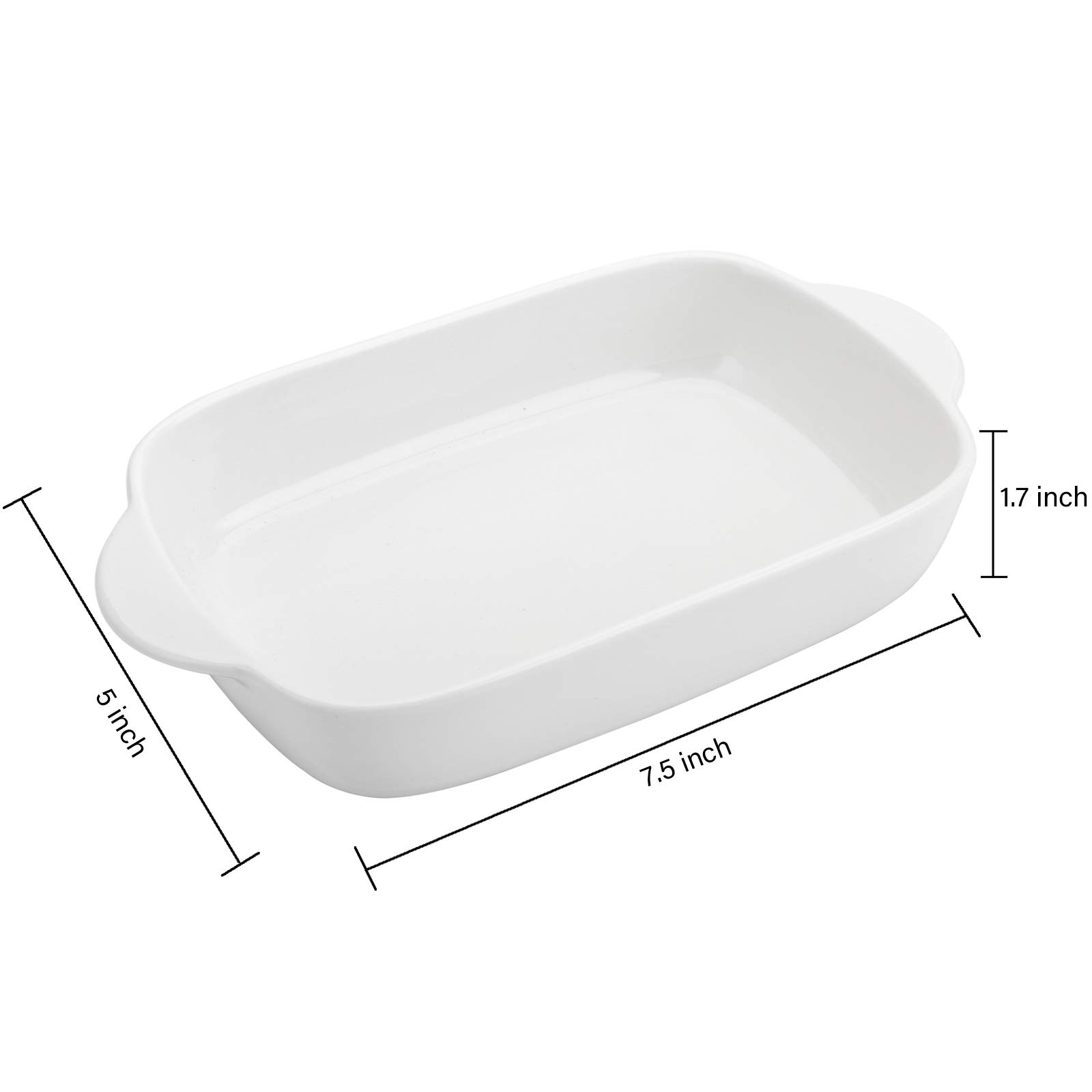 Foraineam 4 Pieces Bakeware Set, White Porcelain Baking Dish Bowl, 7.5 x 5 inch Rectangular Baking Pans for Cooking, Banquet and Daily Use