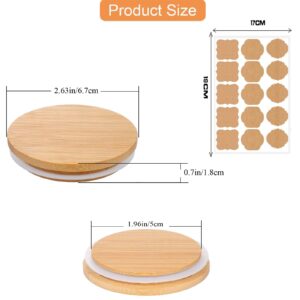 Oui Yogurt Jar Lids, 8PCS Oui Lids, Reusable Bamboo Wooden Lids for Oui Yogurt Jars with Airtight Silicone Sealing Ring and Labels Fit for 5oz oui Jar