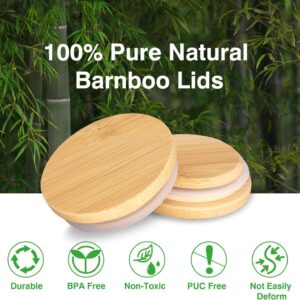Oui Yogurt Jar Lids, 8PCS Oui Lids, Reusable Bamboo Wooden Lids for Oui Yogurt Jars with Airtight Silicone Sealing Ring and Labels Fit for 5oz oui Jar