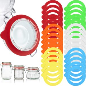 silicone jar gaskets replacement reusable silicone seals leak-proof silicone gasket sealing rings for regular mouth canning jars, 6 colors (30 pieces)