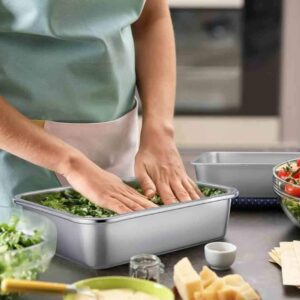 TeamFar Lasagna Pan, Rectangular Cake Pan Brownie Bake Dish Stainless Steel, 12.75’’×10’’×3.2", Heavy Duty & Healthy, Deep Side & Brushed Surface, Easy Clean & Dishwasher safe