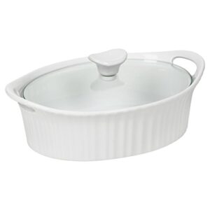 corningware french white iii oval casserole with glass cover, 1.5-quart