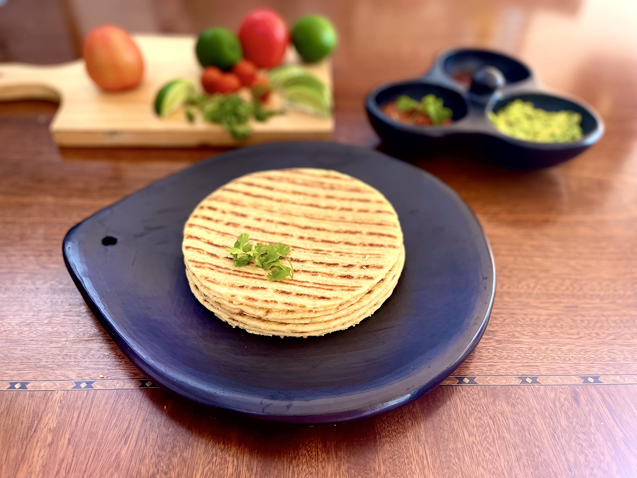 Comal for Tortillas 10 Inches Cayana Grill Griddle Pan Black Clay, 100% Handcraft Organic Cookware and Tableware Enhance Food Flavor and Take Care of our Planet