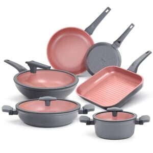 SHINEURI 9 Pieces Nonstick Cookware, Nonstick Pots Pans Set, Nonstick Pans and Pots, Nonstick Pans, Nonstick Pots, Non-stick Ceramic Cookware Set, Ceramic Pots and Pans Set, Ceramic Pans Pots Set