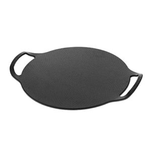 victoria 15-inch cast iron comal pizza pan with 2 side handles, preseasoned with flaxseed oil, made in colombia