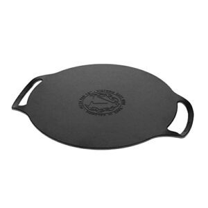Victoria 15-Inch Cast Iron Comal Pizza Pan with 2 Side Handles, Preseasoned with Flaxseed Oil, Made in Colombia