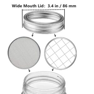 6 Pieces Mason Jar Wide Mouth Mesh Strainer Sprouting Lids Stainless Steel Flower Jar Insert Lids for Canning Jars Seed Sprouting Salad Sprouts & Flower Organizer Insert Lid Kit