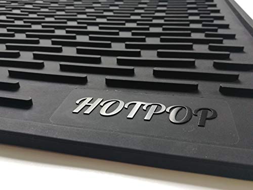 HOTPOP Medium (16"x12") Super Sturdy Silicone Dish Drying Mat and Trivet, Dishwasher Safe, Heat Resistant, Eco-Friendly (Black)