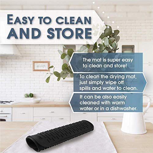 HOTPOP Medium (16"x12") Super Sturdy Silicone Dish Drying Mat and Trivet, Dishwasher Safe, Heat Resistant, Eco-Friendly (Black)