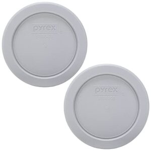 pyrex 7202-pc jet gray round plastic food storage replacement lid, made in usa - 2 pack