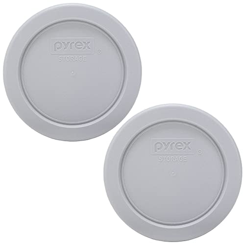 Pyrex 7202-PC Jet Gray Round Plastic Food Storage Replacement Lid, Made in USA - 2 Pack