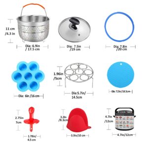 3 Quart Pressure Cooker Accessories Compatible with Instant Pot 3 Qt Only - Steamer Basket, Glass Lid, Silicone Sealing Rings, Egg Bites Mold, Egg Steamer Rack and More