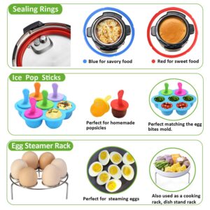 3 Quart Pressure Cooker Accessories Compatible with Instant Pot 3 Qt Only - Steamer Basket, Glass Lid, Silicone Sealing Rings, Egg Bites Mold, Egg Steamer Rack and More