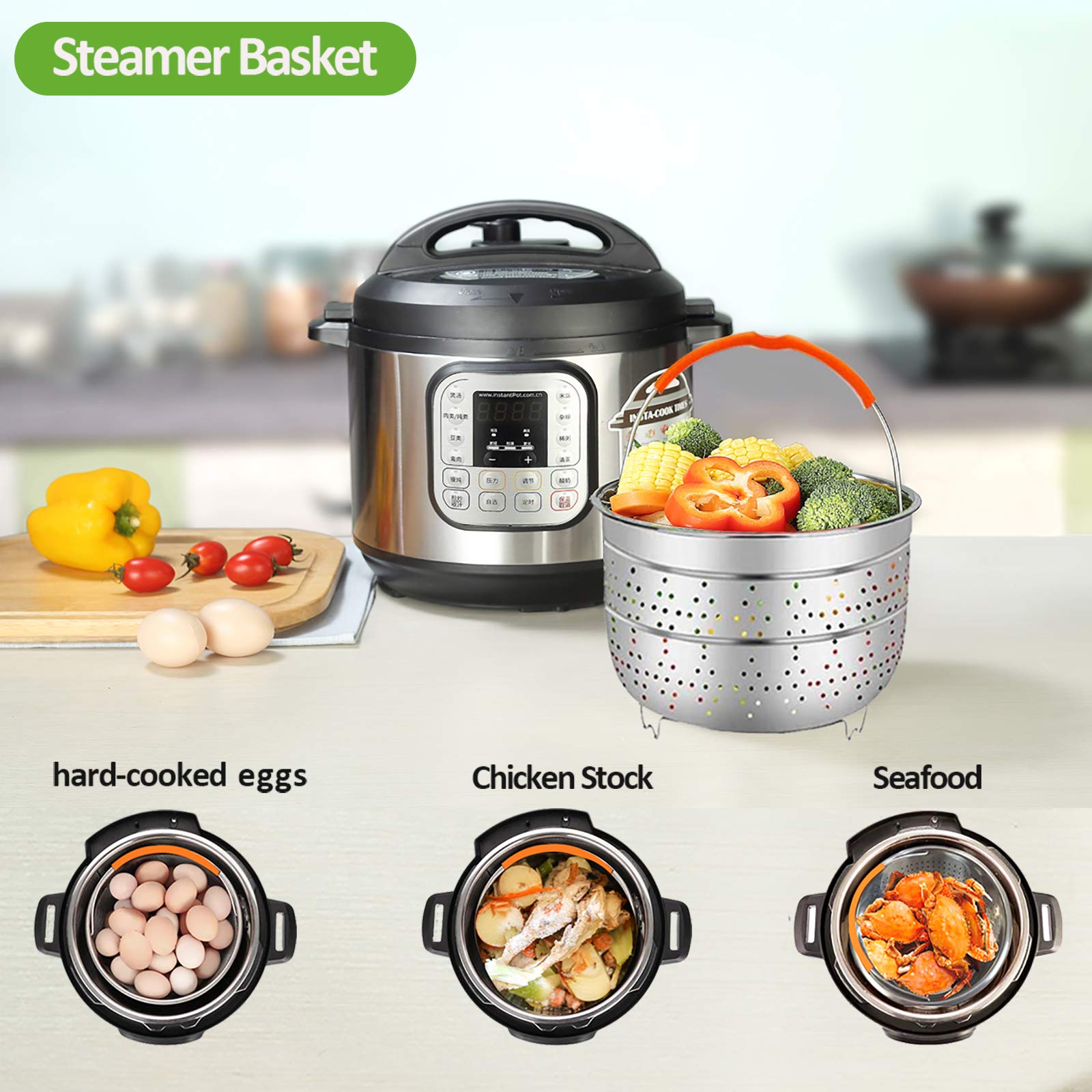 3 Quart Pressure Cooker Accessories Compatible with Instant Pot 3 Qt Only - Steamer Basket, Glass Lid, Silicone Sealing Rings, Egg Bites Mold, Egg Steamer Rack and More