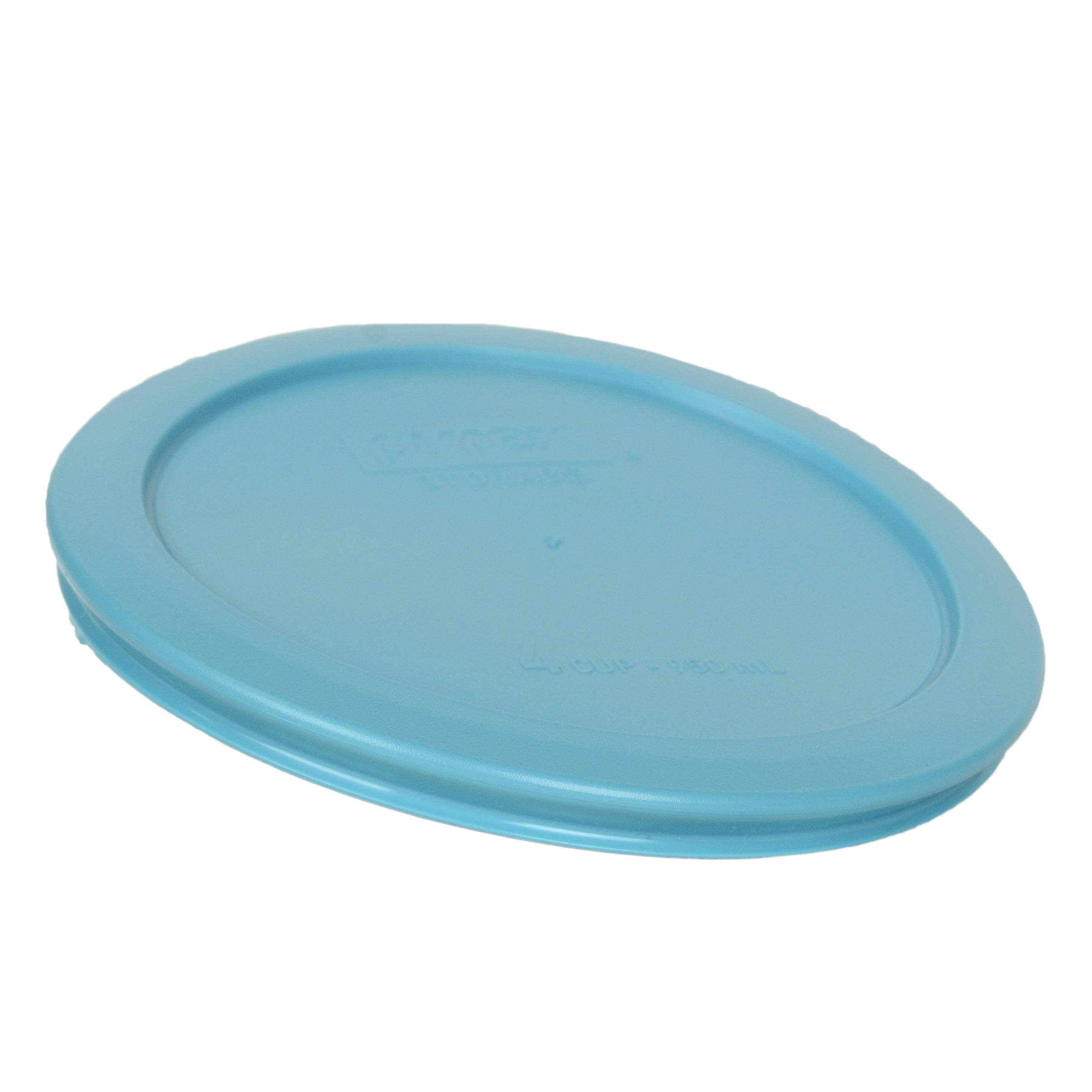 Pyrex (2) 7202-PC Turquoise Lids & (2) 7200-PC Muddy Aqua Lids & (2) 7201-PC Surf Blue Lids & (1) 7402-PC Marine Blue Lid Made in the USA