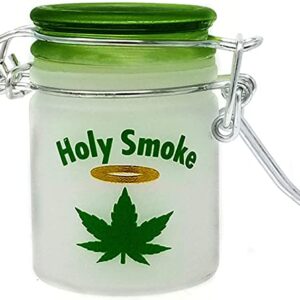 Airtight Glass Herb Mini Stash Jar with Clamping Lid in Choice of Design (Holy Smoke)