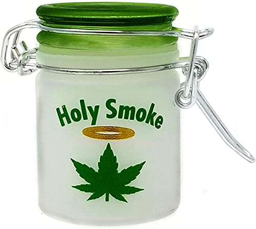 Airtight Glass Herb Mini Stash Jar with Clamping Lid in Choice of Design (Holy Smoke)