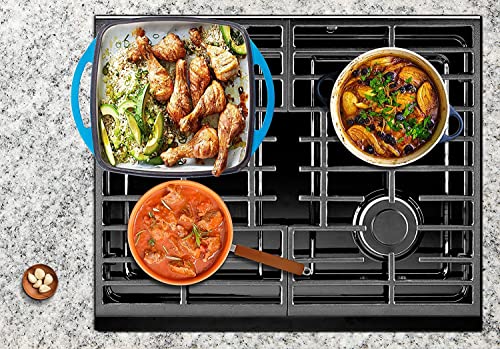 Bruntmor 3 Qt Enamel Cast Iron Balti Dish - Nonstick Handi for Curries, Asian Wok, Dutch Oven for Casseroles, Stovetop Stir Fry Pan