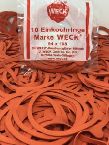 weck 100mm rubber seals/rings (set of 20). fits weck models 739 740 741 742 743 744 745 748. red