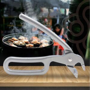 OBTANIM Heavy Duty Pizza Pan Gripper, Cast Aluminum Anti-Scald Baking Pan Gripper Clips Retriever Tongs for Lifting Hot Plate with Food Out from Microwave, Oven, Instant Pot, Air Fryer