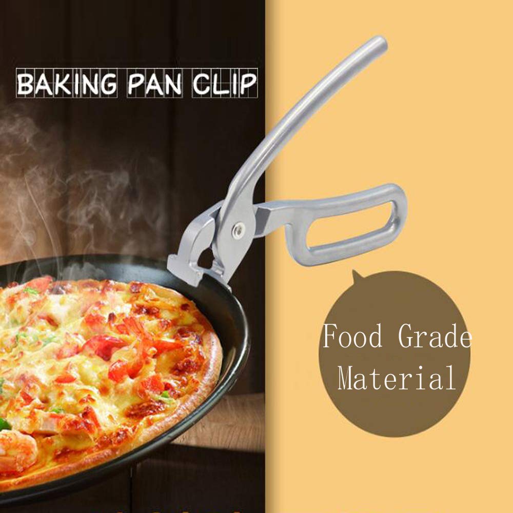 OBTANIM Heavy Duty Pizza Pan Gripper, Cast Aluminum Anti-Scald Baking Pan Gripper Clips Retriever Tongs for Lifting Hot Plate with Food Out from Microwave, Oven, Instant Pot, Air Fryer