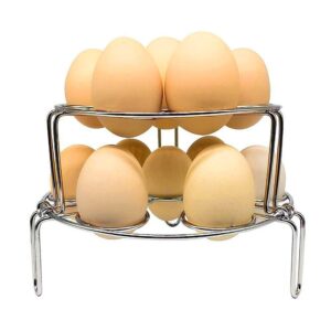 stainless steel egg steamer rack for instant pot, pressure cooker, boiling pot. stackable steamer trays 2 pack combo for eggs and food. food stainless steamer rack for pot