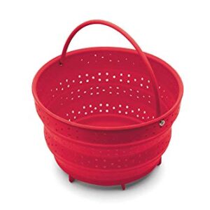 Fox Run Collapsible Silicone Steamer Basket Insert for Instant Pot, 6-Quart, Red