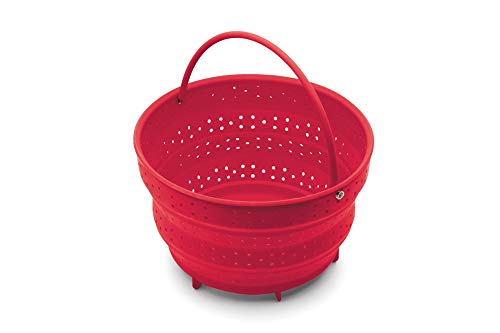 Fox Run Collapsible Silicone Steamer Basket Insert for Instant Pot, 6-Quart, Red