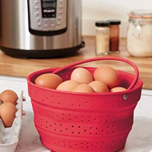 Fox Run Collapsible Silicone Steamer Basket Insert for Instant Pot, 6-Quart, Red