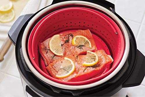 Fox Run Collapsible Silicone Steamer Basket Insert for Instant Pot, 6-Quart, Red