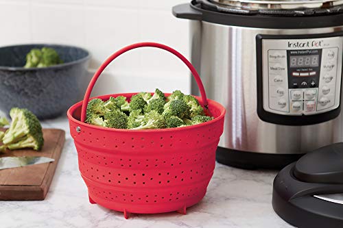 Fox Run Collapsible Silicone Steamer Basket Insert for Instant Pot, 6-Quart, Red