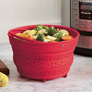 Fox Run Collapsible Silicone Steamer Basket Insert for Instant Pot, 6-Quart, Red